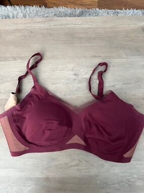 Honeylove Burgundy Seamless Mesh-Trim Bra